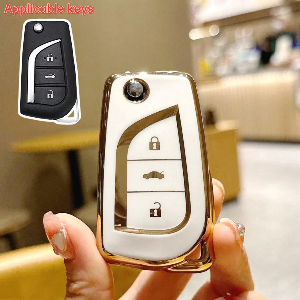 2/3/4 Buttons TPU Folding Car Key Case Shell Fit for Toyota RAV4 Corolla LE SE C-HR Forruner Keyless Auto Accessories