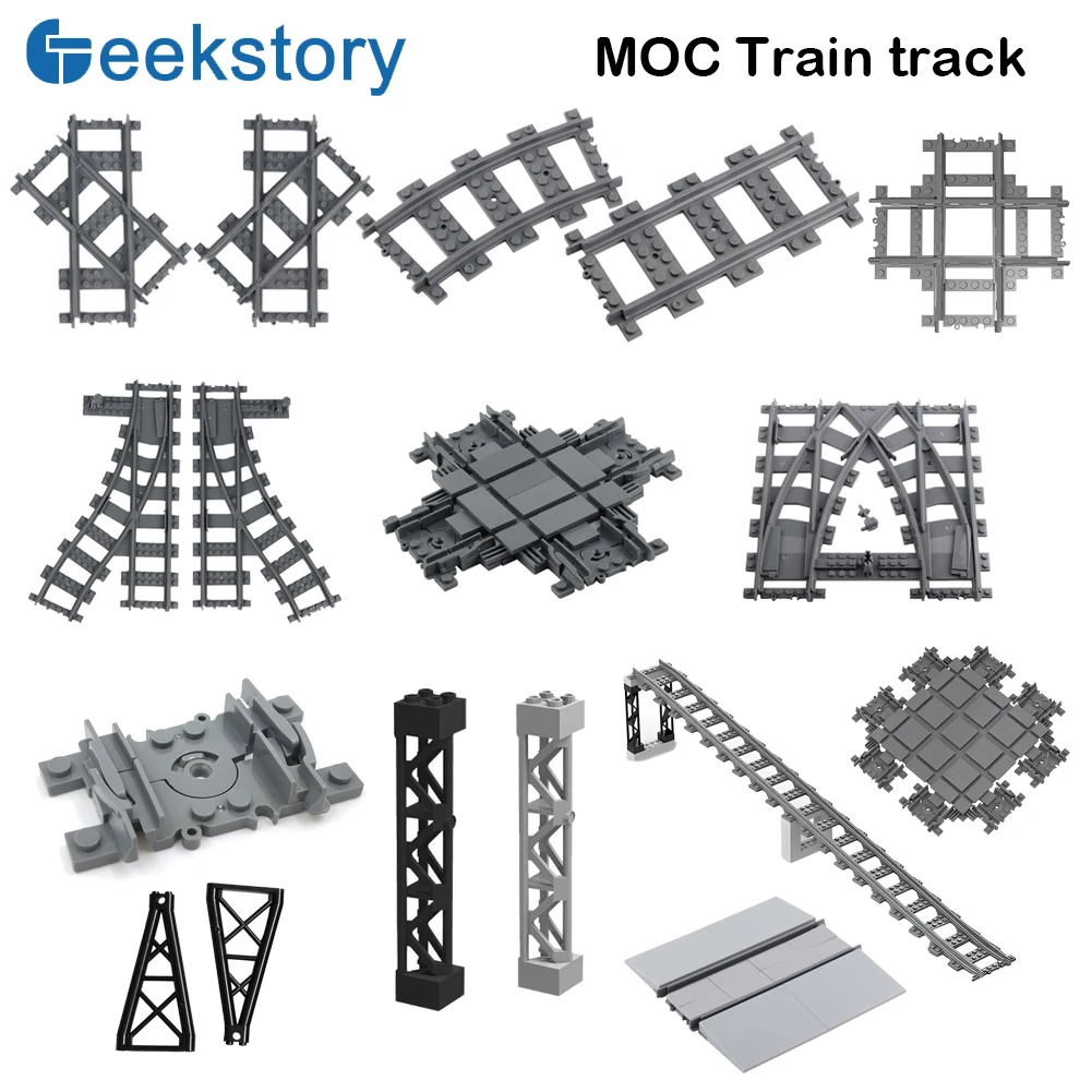 

Технические детали, городские поезда, рельсовые направляющие, прямые изогнутые рельсы, гибкие направляющие, переключатель, крест, MOC, строительные блоки, кирпич «сделай сам»