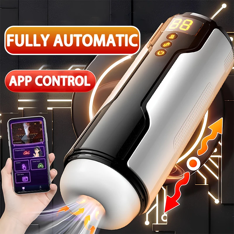 GALAKU Bluetooth Fully Automatic Thrusting Male Masturbator Pussy Blowjob Sex Machine APP Masturbation Cup Sex Toys for Men 18+