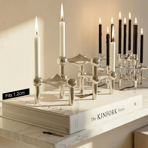 Luxury Candlestick Holders 10cm Small Stand Nordic Stainess steel Candlestick for Stick Skinny Candelabra Set Living Room Decor