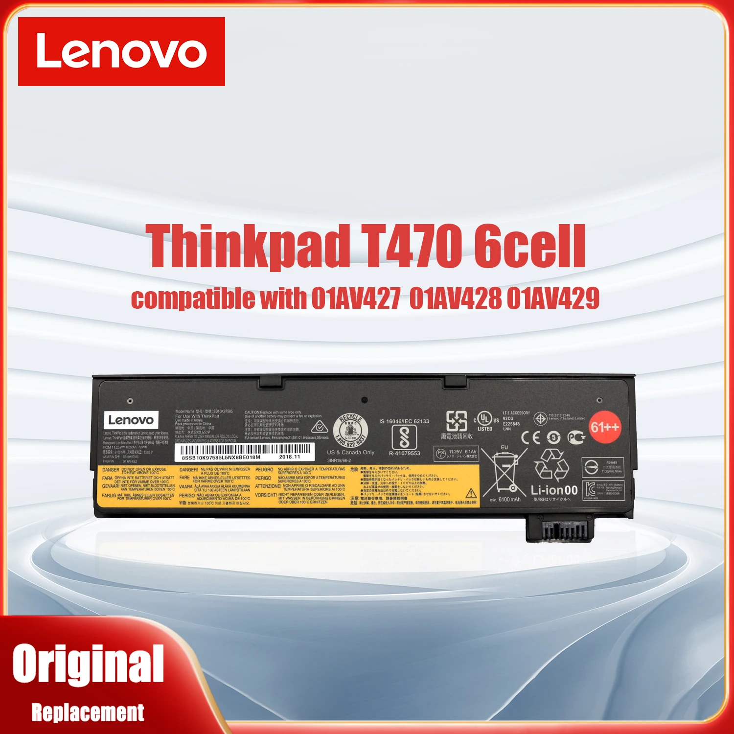 

Аккумулятор Lenovo T470 T480 A475 A485 T570 T580 P51S P52S TP25 01AV427 SB10K97584 01AV428 SB10K97586 01AV492 SB10K97585