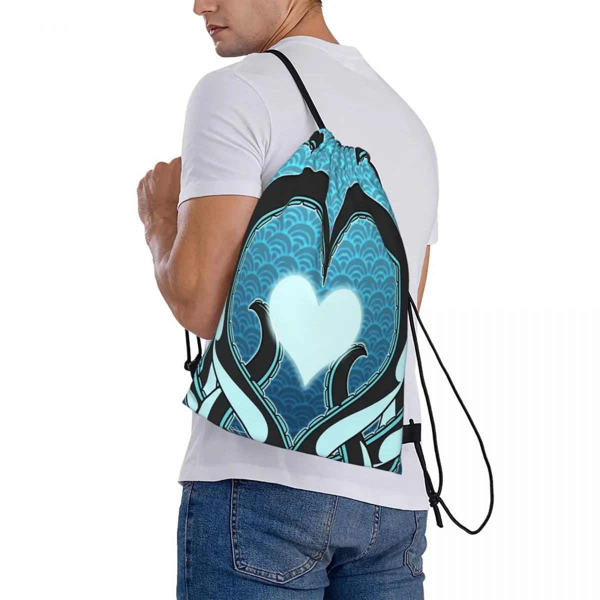 Mochilas de amor y tentáculos para hombre y mujer, bolsa deportiva multifunción con cordón, bolsillo para estudiantes