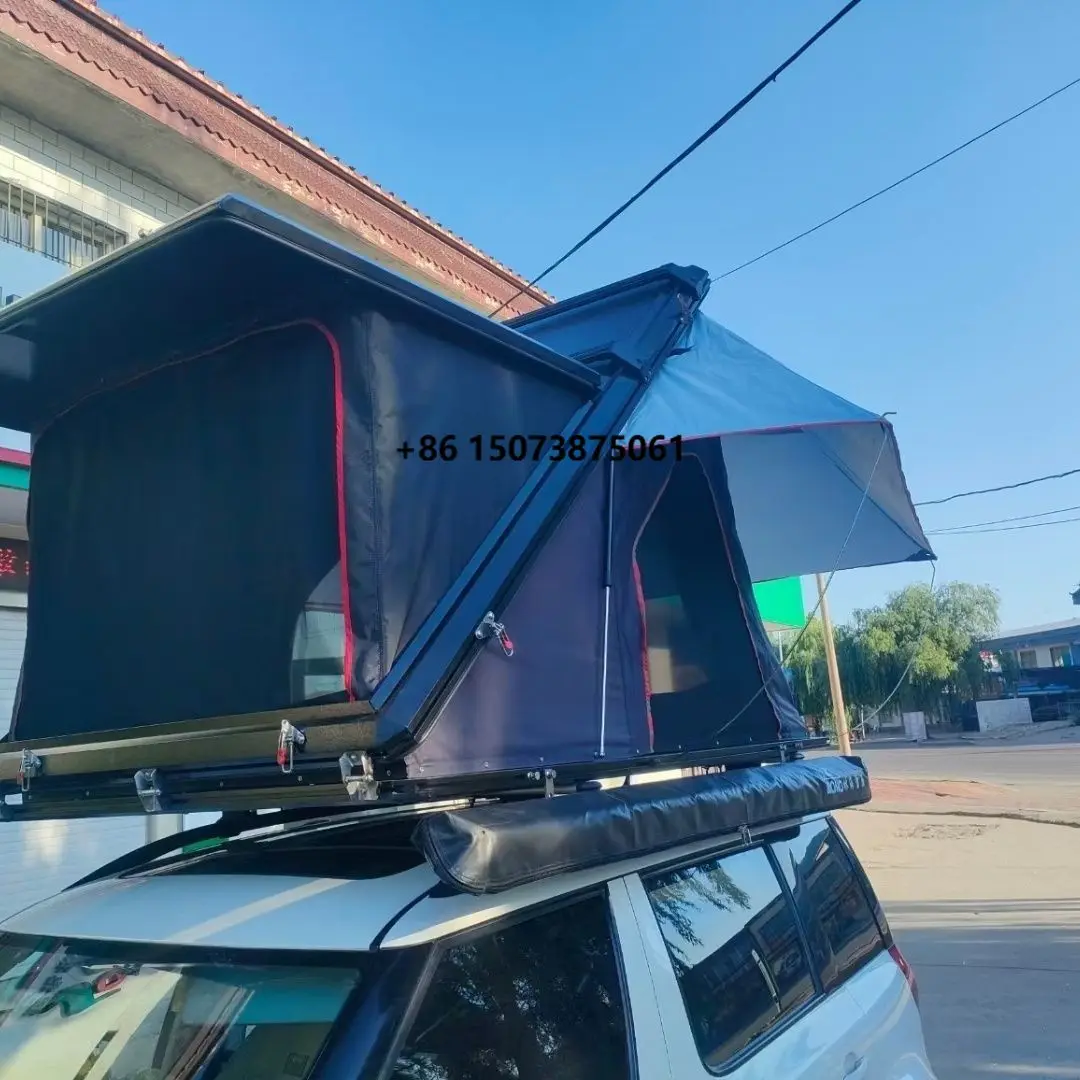 Z Shape Aluminum Hard Shell Black Waterproof Oxford Fabric Roof Top Tent High Space Camping Car Rooftop Tent Tenda Campeggio
