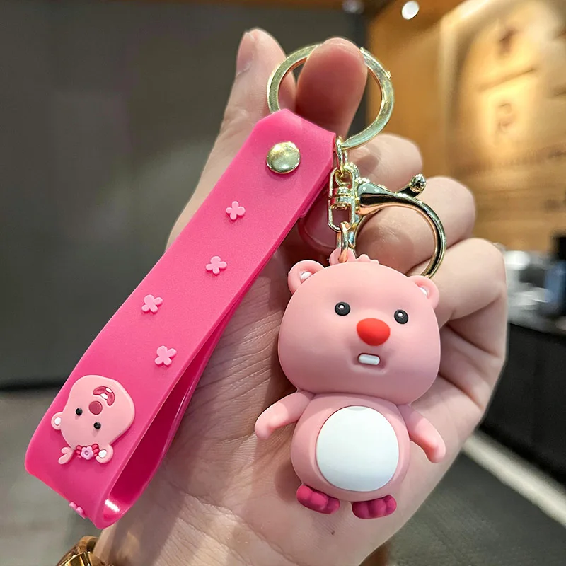 Cartoon Little Beaver Silicone Keychain Doll Keyring Accessories Car Key Chain Decoration Toys