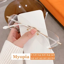 New Trendy Ladies Myopia Glasses Anti Blue Light Unisex Women Minus Eyewear Optical Near Sight Eyeglasses with Diopter 0 To -6.0