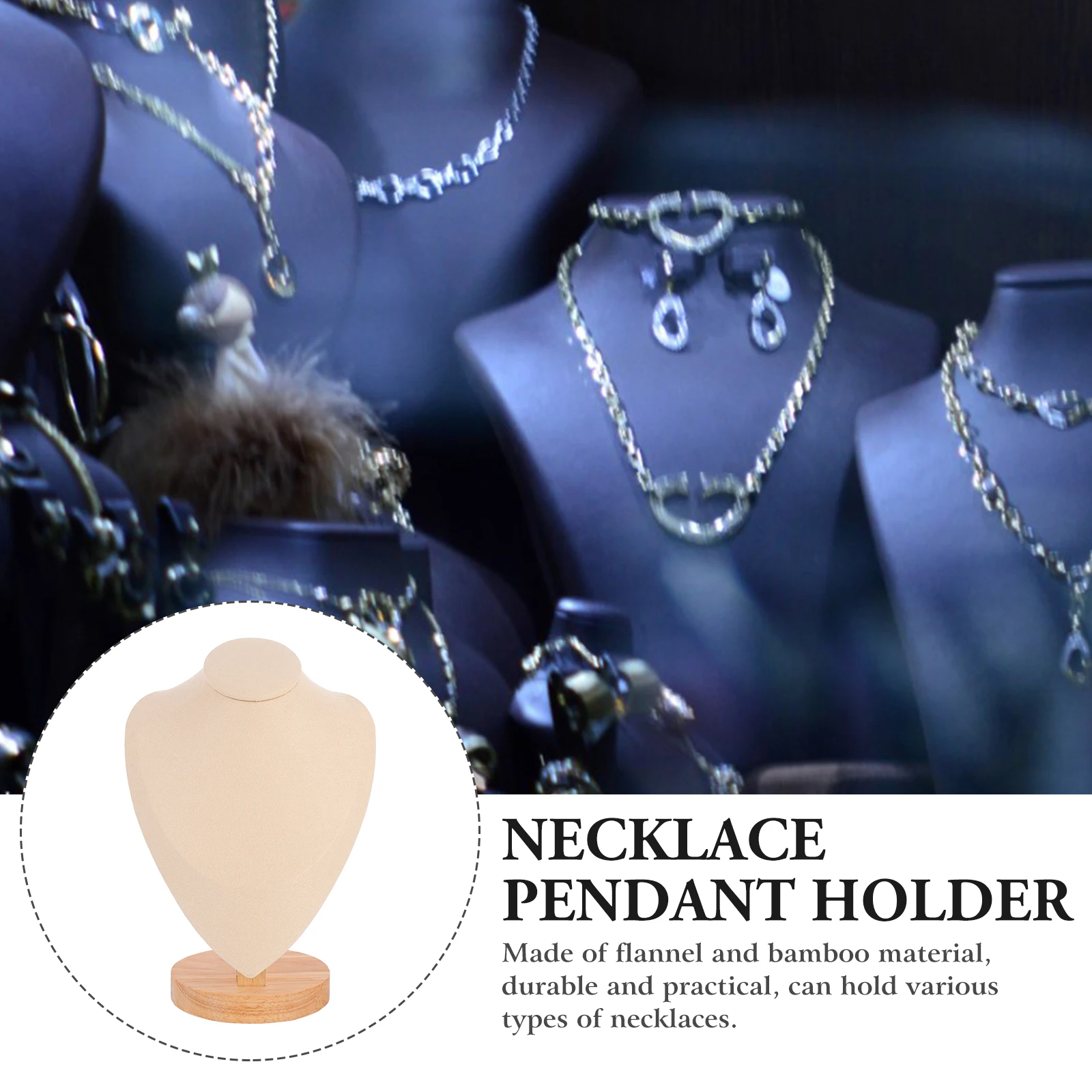 

Display Jewelry Rack ganizer Holder Bamboo Flannel Necklace Pendant Holder Durable Home Store Necklace Pendant