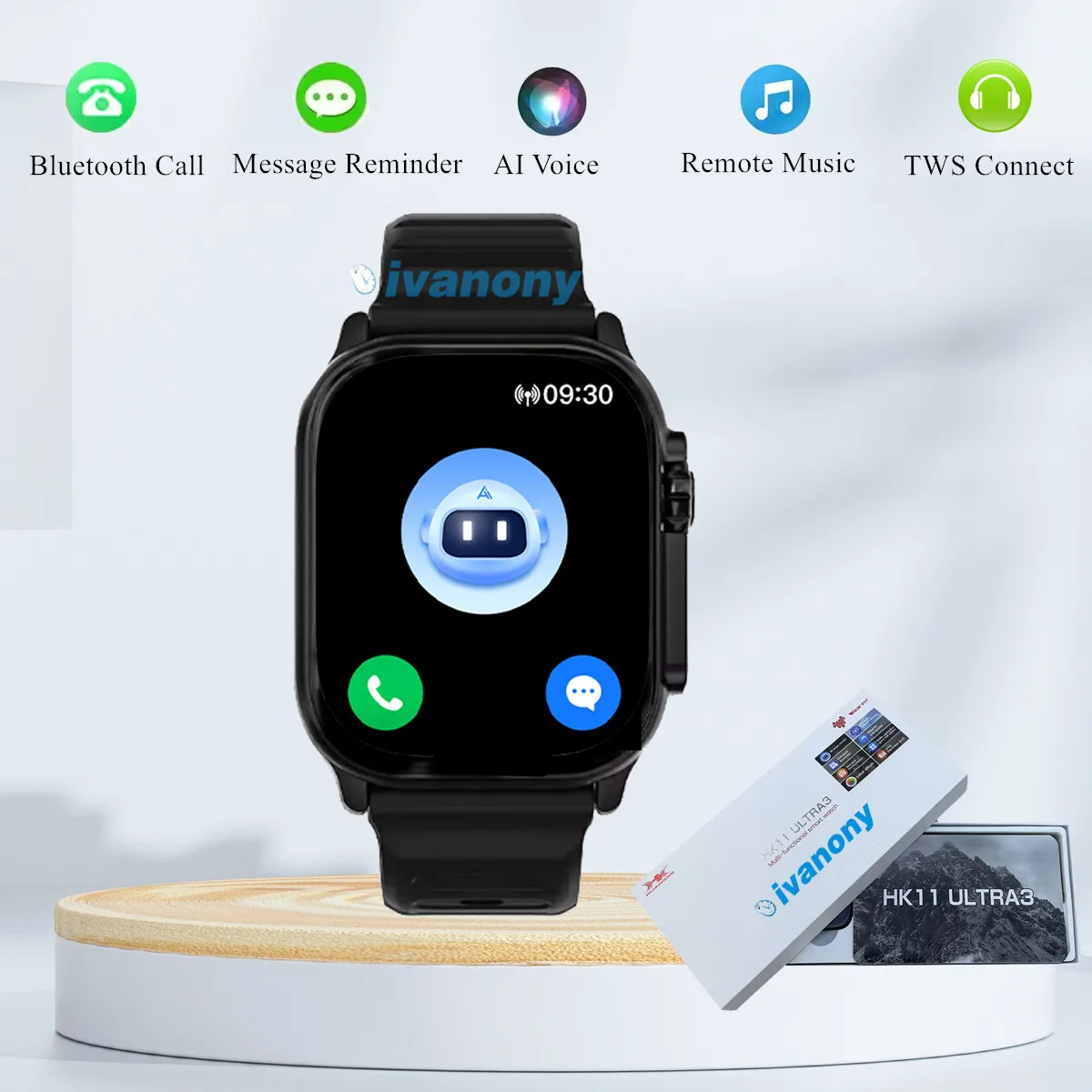 

Smart Watch HK11 Ultra 3 Amoled Screen 4GB/ROM Support TWS Earphone Connect Compass Whatsapp Reminder Smartwatch for Android IOS