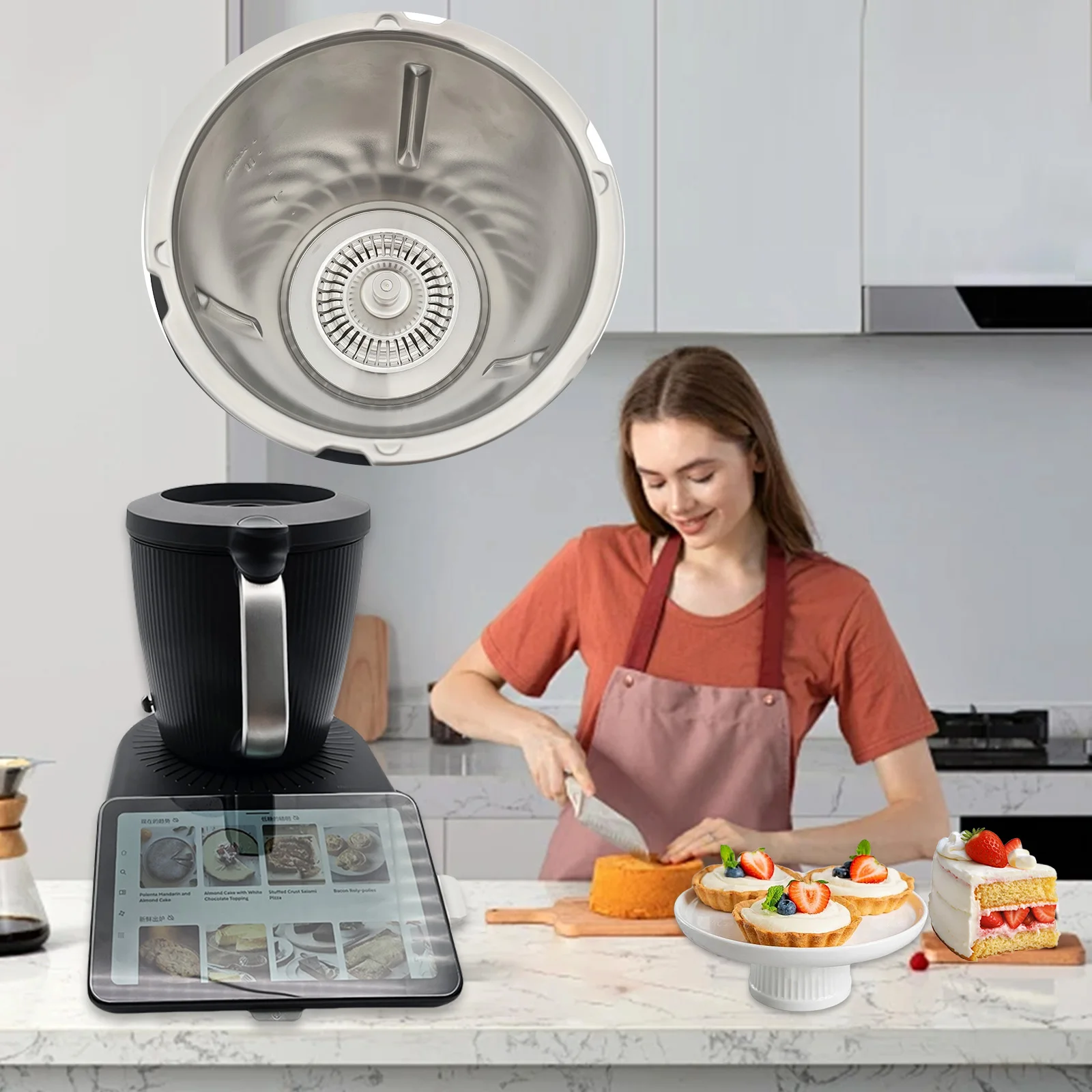 مرفق رغوة الحليب متوافق مع Thermomix TM7 للرغوة الساخنة والباردة-كابتشينو-لاتيه آرت-ميلك شيك-خبز الحلوى #3