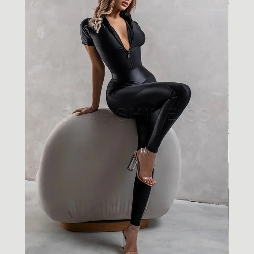 Fashion Tight-Fitting Jumpsuit Short Sleeve High Waist Yoga Pants Sports Casual Fitness Activewear Body Shaper Bodycon Jumpsuit