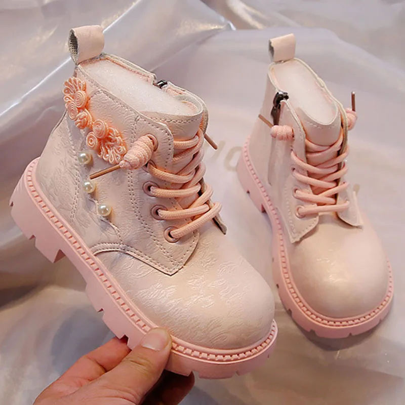 

Korean Style Girl's Fashion Boots PU Leather Party Wedding Princess Shoes Soft-soled Anti-slippery Teenager Girl's Boots