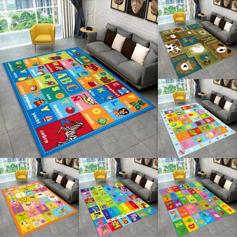 ABC Cartoon Alphabet Children Crawling Kids Playroom Early Education Area Rug,Carpet for Living Room Bedroom Sofa,Non-slip Mat
