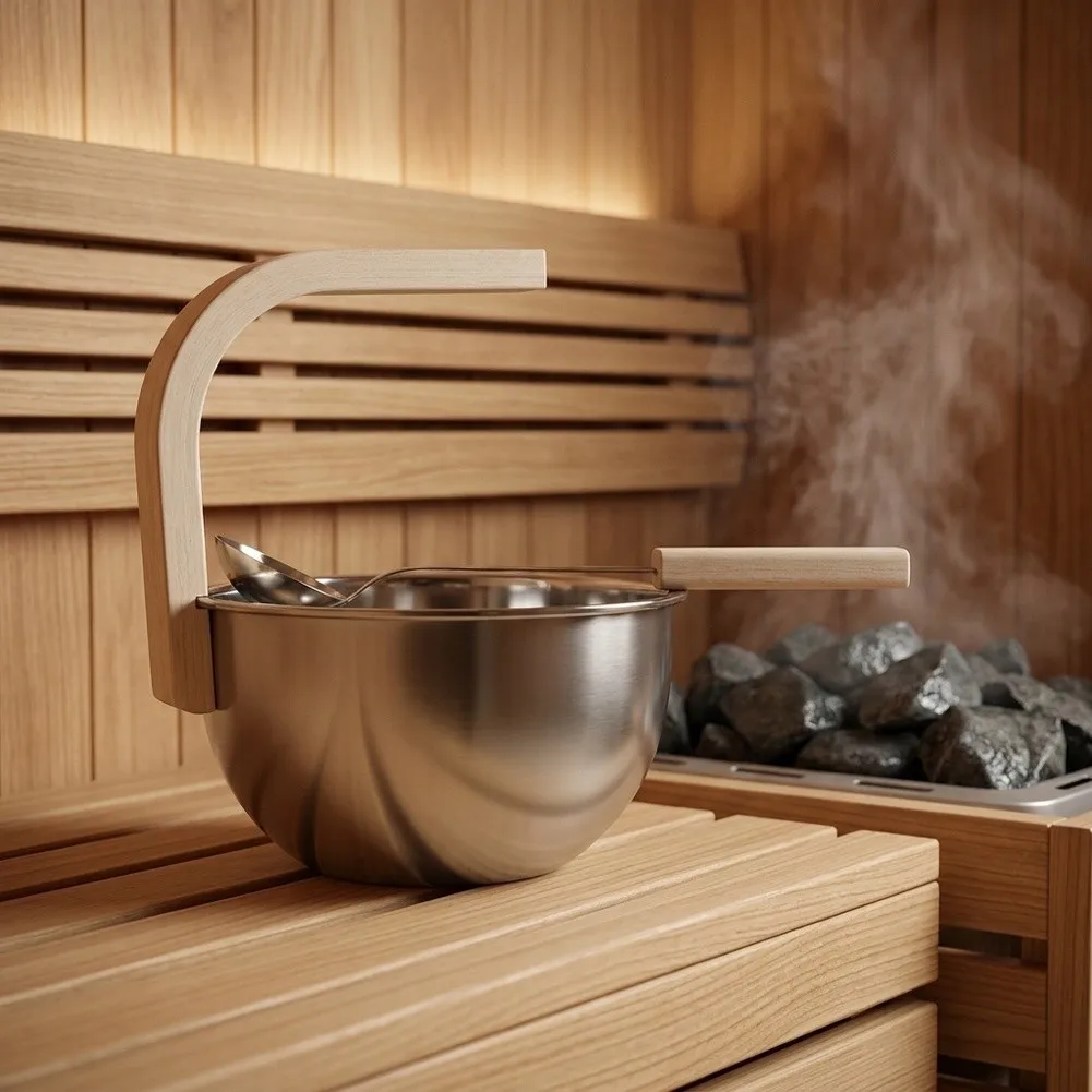 Aluminum Sauna Pail Sauna Bucket And Ladle For Relaxation Therapy Vertical Lifting Capability 4-liter Generous Capacity