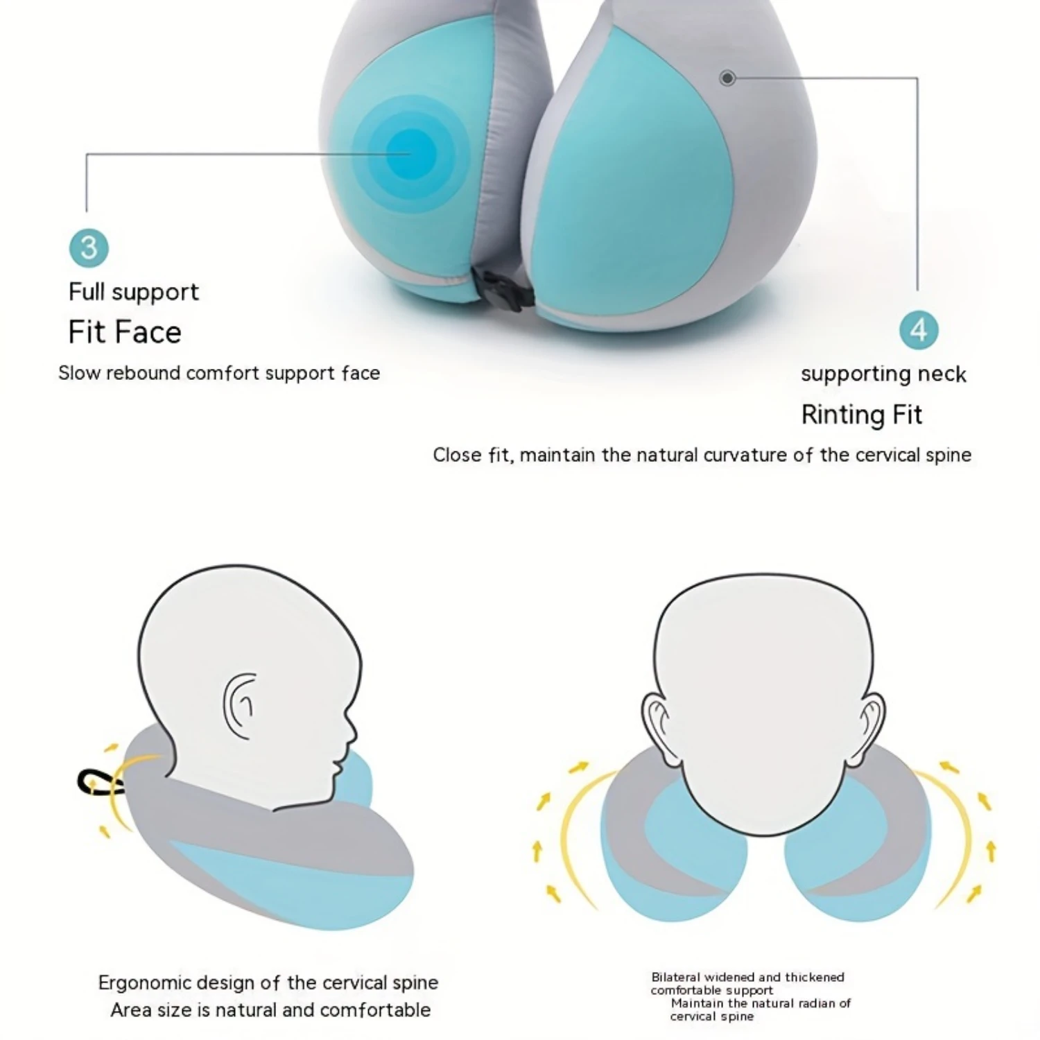 2pc U-Shaped Travel Pillow - Ergonomic Design for Ultimate Support, Soft and Breathable, Safety Seat Pillow, Ultra-Lightweight, 