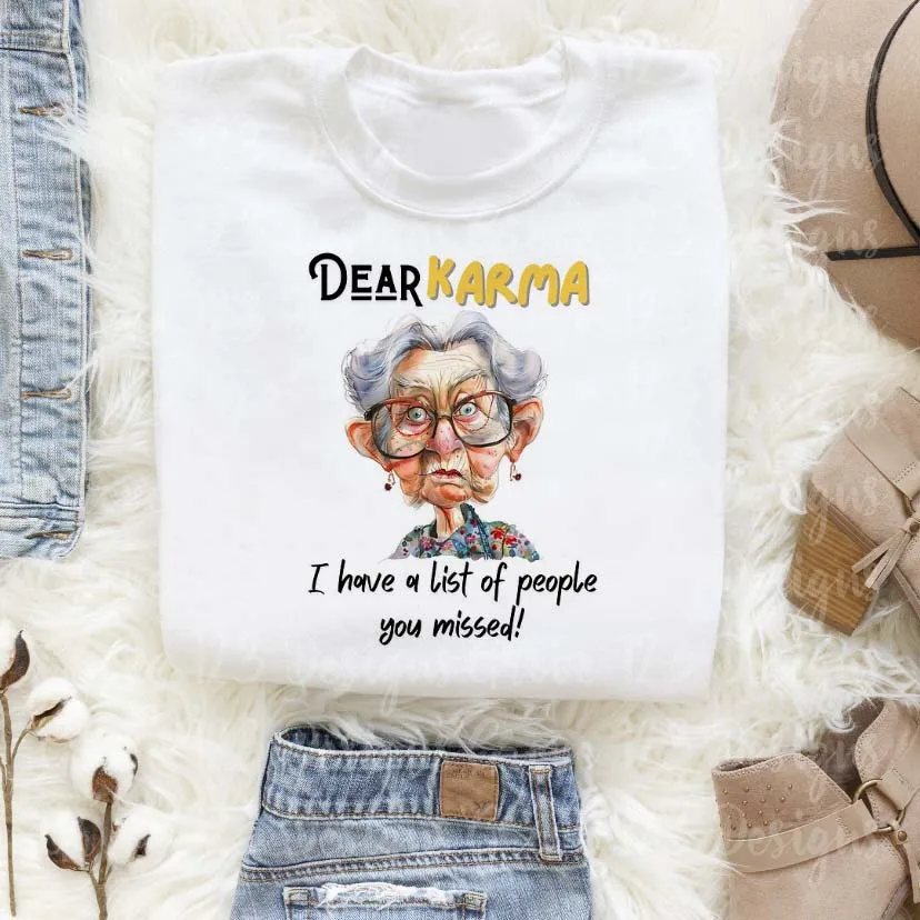 Dear Karma Graphic Women's White T-Shirt Casual Style Short Sleeve Versatile Top Women's Trendy Clothing Summer Cartoon T-Shirt