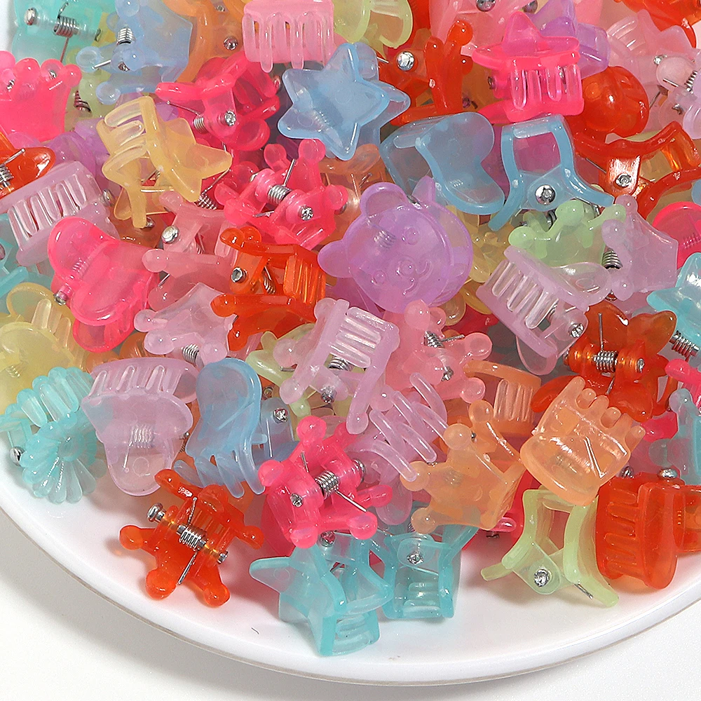 100 Stück Niedliche Y2K Haarspangen in Jelly-Farben, Blumen- und Herzform, Süße Haar-Accessoires für Kinder – Detail 6