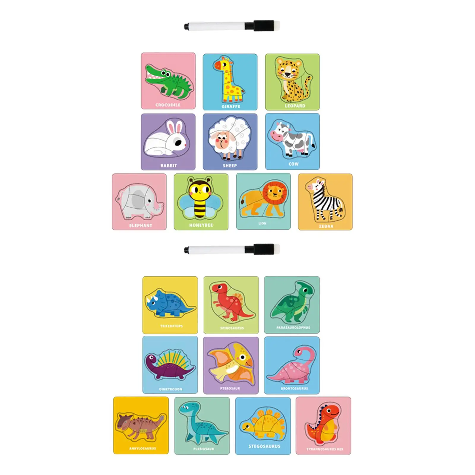 Animals Matching Puzzles Childrens Puzzle Teaching Aids Tracing Practice Cards for Kids Children Kindergartens Ages 1 2 3