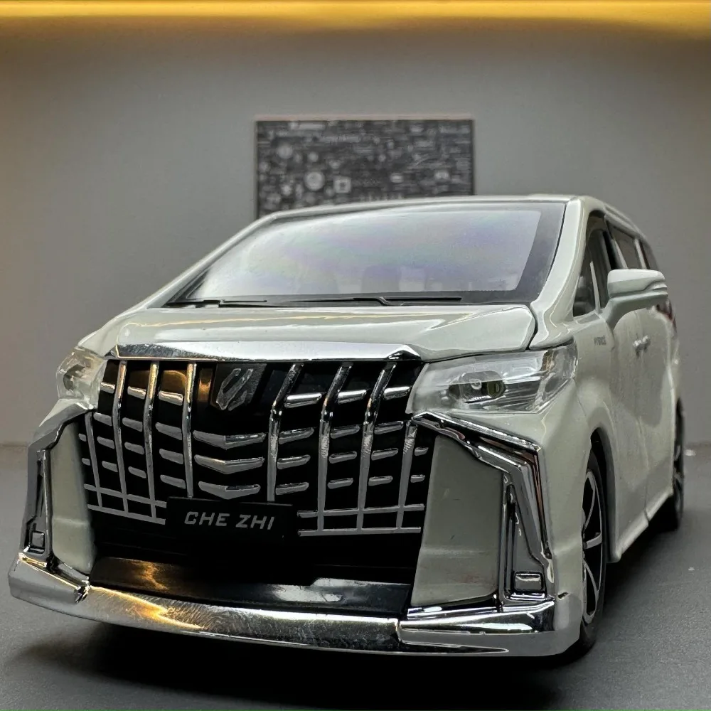 

1:24 Scale Alphard Car Model Alloy Diecast Metal Toys Model 6 Doors Openable with Sound and Light Pull Back SUV Collection Gifts