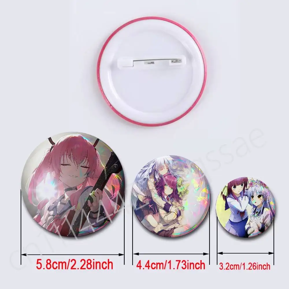 FOR Angel Beats Yuri Round Exquisite Laser Badge Brooches Creative Pins For Clothes Hat Backpack Gift Accessories