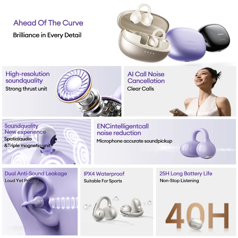 الأصلي لينوفو ثينك بلس LK6 سماعات لاسلكية قرط كبس بلوتوث 5.4 سماعات HD ستيريو الموسيقى لعبة الحد من الضوضاء سماعات الأذن