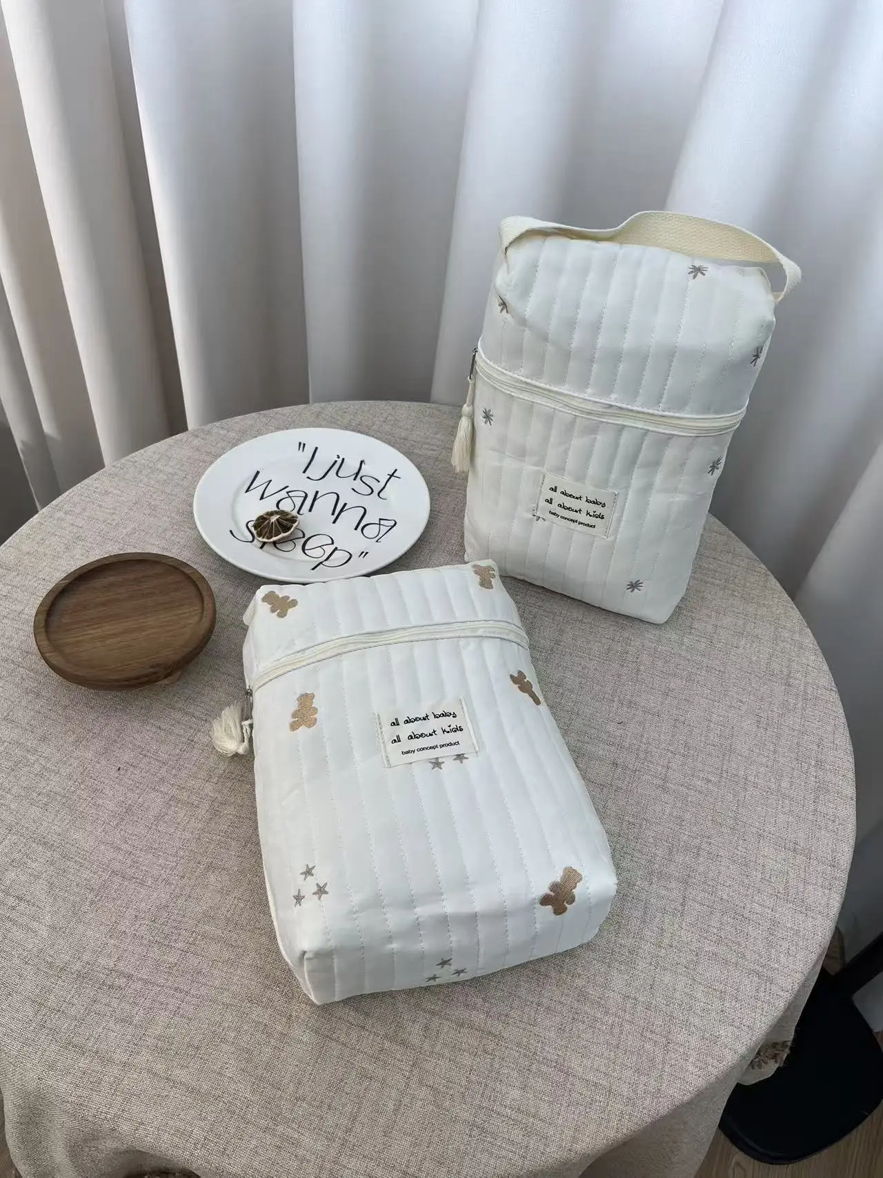 Borsa per pannolini per passeggino portatile Trapuntata per pannolini per bambini Organizer Borse per mamma ricamate Accessori per neonati Borsa per fasciatoio