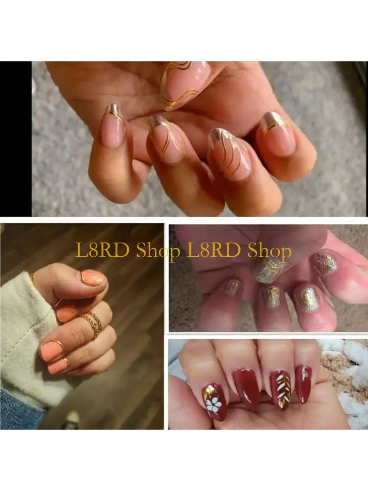 L8RD 12 Sheets French Line Nails Art Stickers Adhesive Stickers Decals