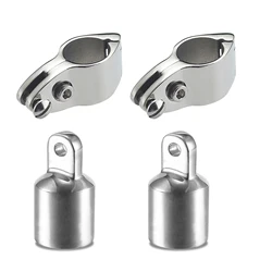 Bimini Top Jaw Slide and Eye End Cap, Bimini Top Hardware, Fits 1 Inch /25.4mm OD Round Tube, 316 Stainless Steel (2 Pairs)