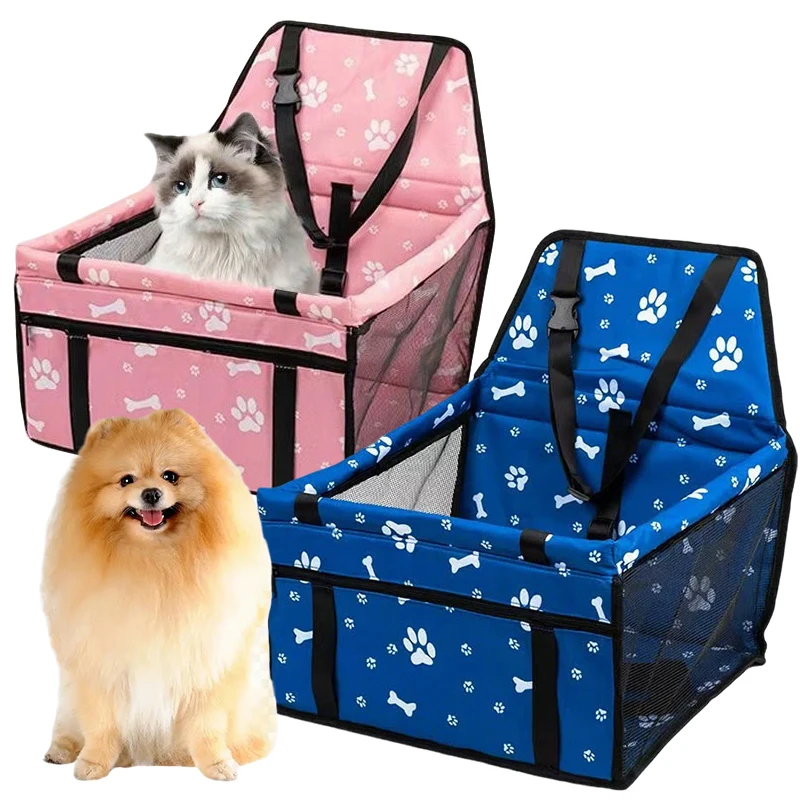 1PC Portable Pet Car Booster Seat Comfortable Travel Dogs Cats Carrier Bag Mesh Window Breathable Car Seat Baskets Blue Pink ZYF