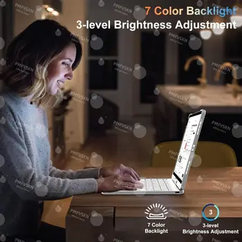 適用於 iPad Air 11/13 M2/M3 2025、Air 4/5 10.9 和 iPad Pro 11/12.9/13(第十代/第十一代 A16)10.2(第七代/第八代/第九代)的 360° 妙控鍵盤保護套 8 最佳銷售 iPad Pro M2 - №4