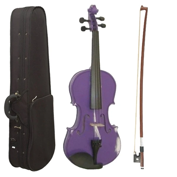 1/2 Size Acoustic Violin Purple Violin Student Fiddle +Bow +Bridge+ Strap Carry Case For Beginner Students Kids Christmas Violin