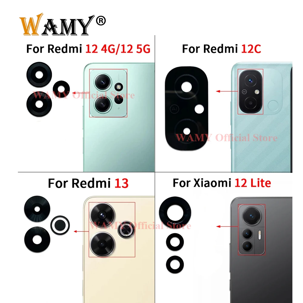

WAMY 1 комплект, стеклянная крышка объектива задней камеры для Xiaomi Redmi 12 4G 5G 12C 12 Lite Redmi 13 с клеем