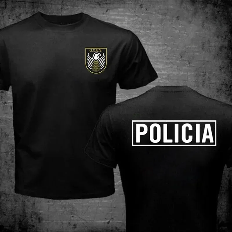 اسبانيا القوات الخاصة الوطنية SWAT GEO يذهب شعار Espana Policia الرجال تي شيرت قصير الأكمام عادية 100% القطن س الرقبة تي شيرت Camisa