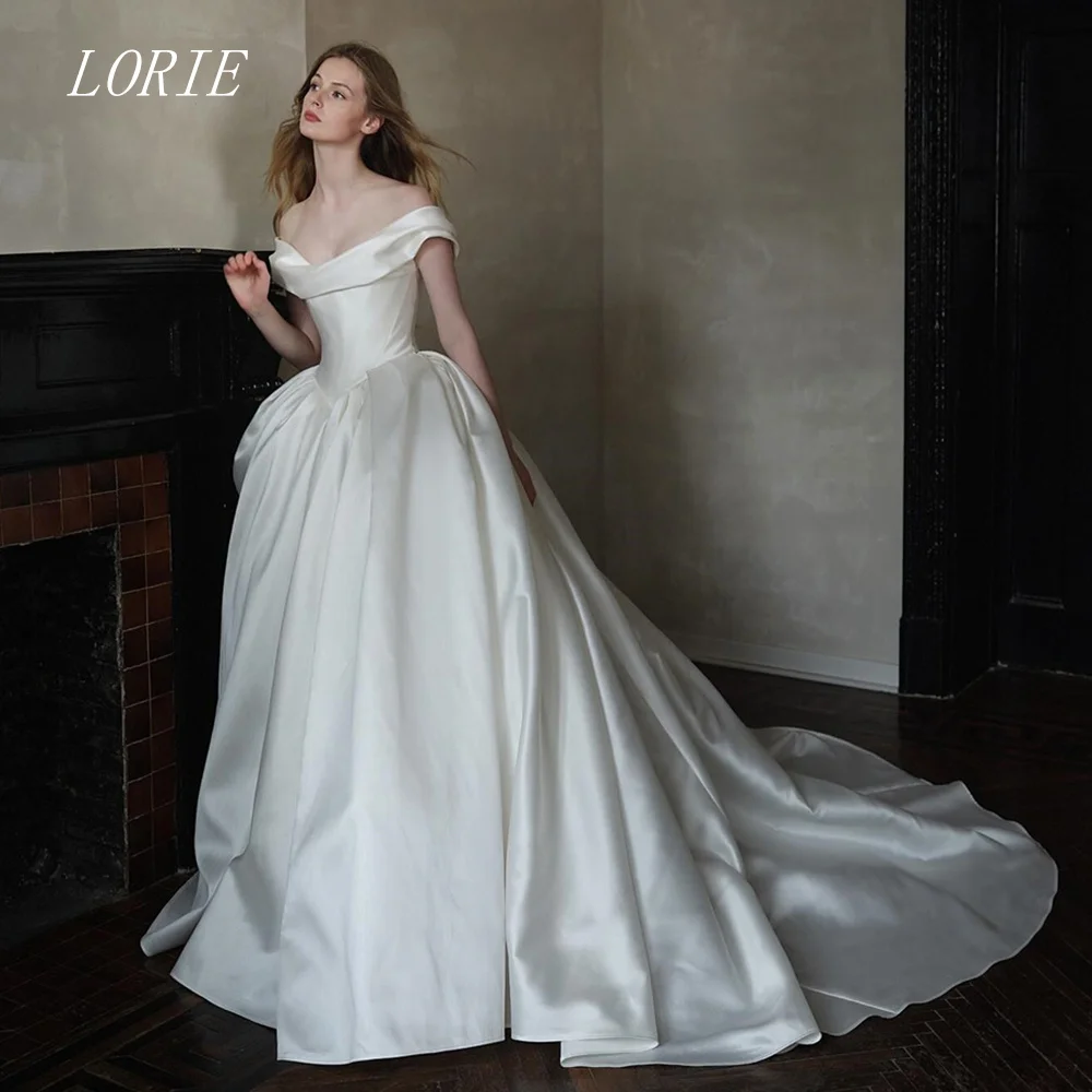 

LORIE Chilly A Line Wedding Dress Off The Shoulder Bridal Dresses Corset Pleat Wedding Gown Customized 2026