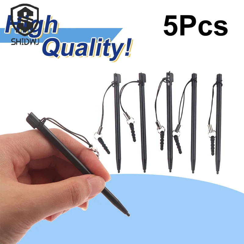 5Pcs/lot Resistive Touch Screen Stylus Pen Hard Tip Pen With Dust Plug Rope For POS MP4 Easy to carry Write fluently