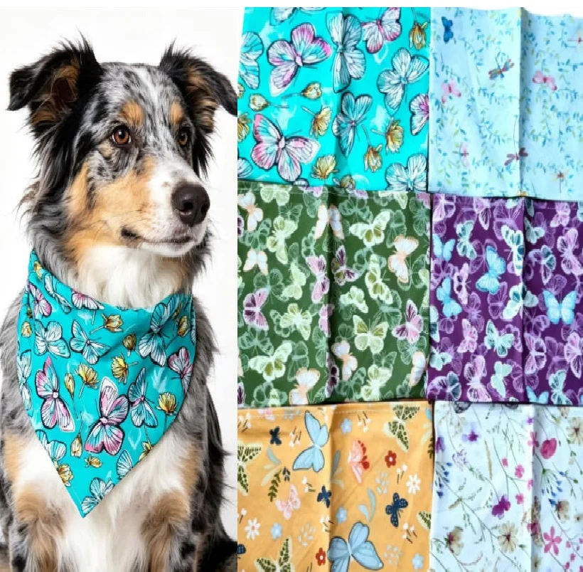 60pcs/Lot Spring Summer Butterfly Pet Dog Puppy Cat Bandanas Collar Scarf Tie Handkercheif Accessories Grooming  Products CH70