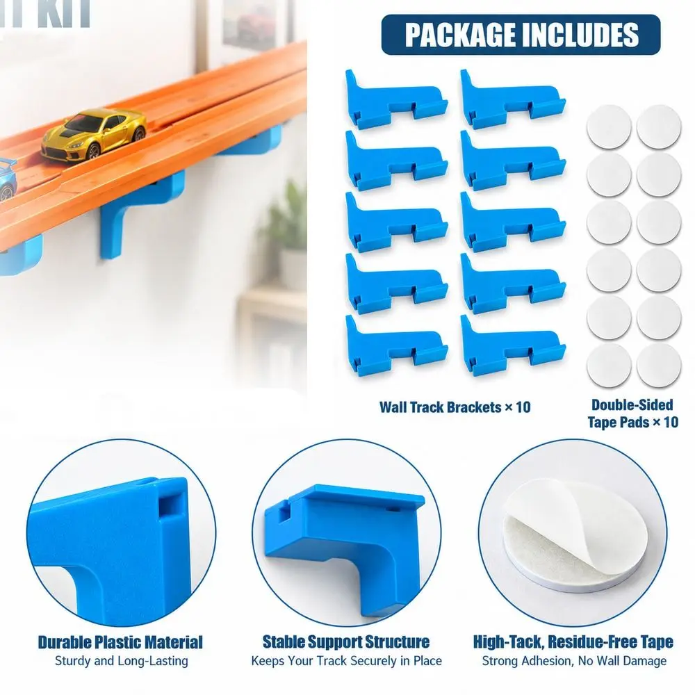 1/5PCS Plastic Track Mounting Bracket Single-Lane Compatible Double-Sided Tape Wall Track Bracket Double-Lane Compatible