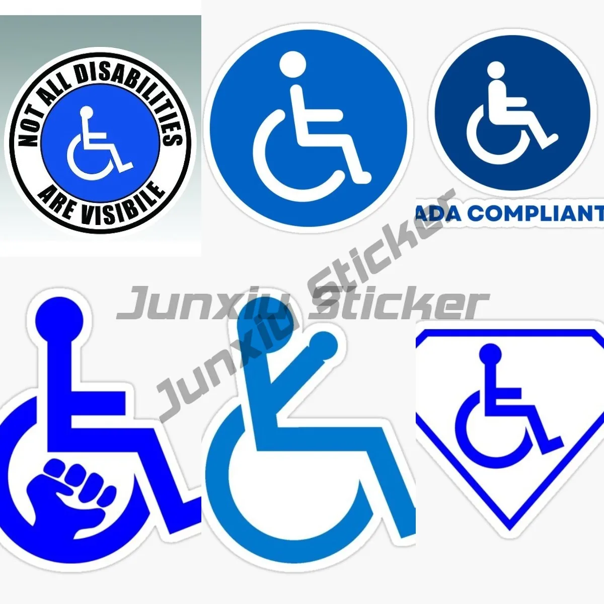 

Blue Disabled Wheelchair Sign Handicap Signs Car Stickers and Decals Wheelchair Door Protector Side Window Public Place Sticker