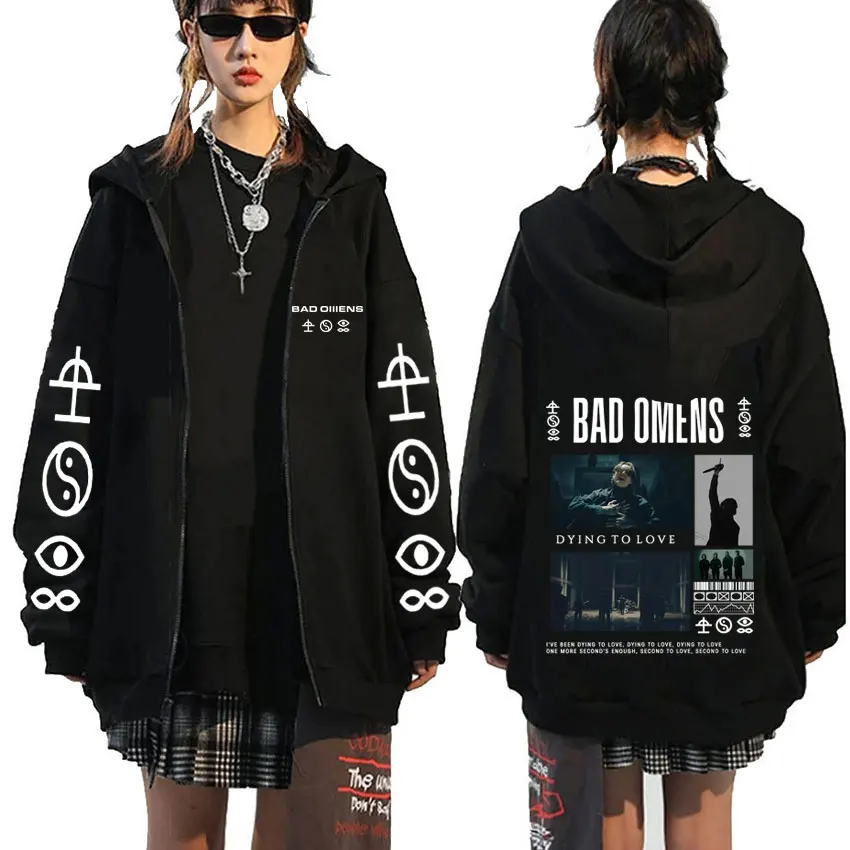 

Bad Omens Do You Feel Love Tour 2026 Merch Zipper Hoodie Men Women Clothing Retro Rock Gothic Metal Zip Up Jacket Sweatshirts