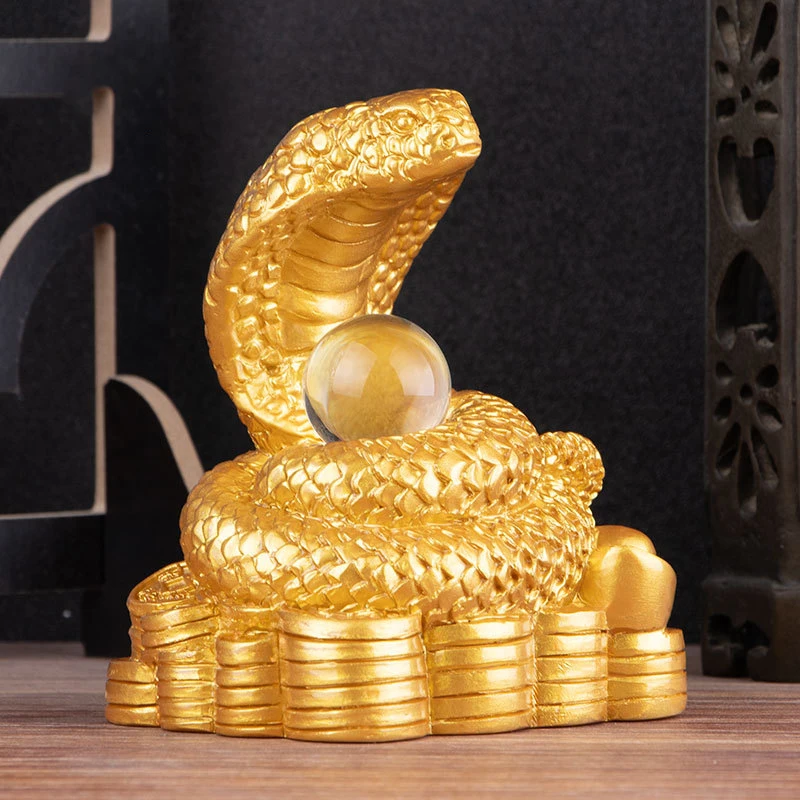 2025 Year Of The Snake Figurine Simulation Snakes Ornaments Animal Resin Statue Chinese Style Tabletop Lucky