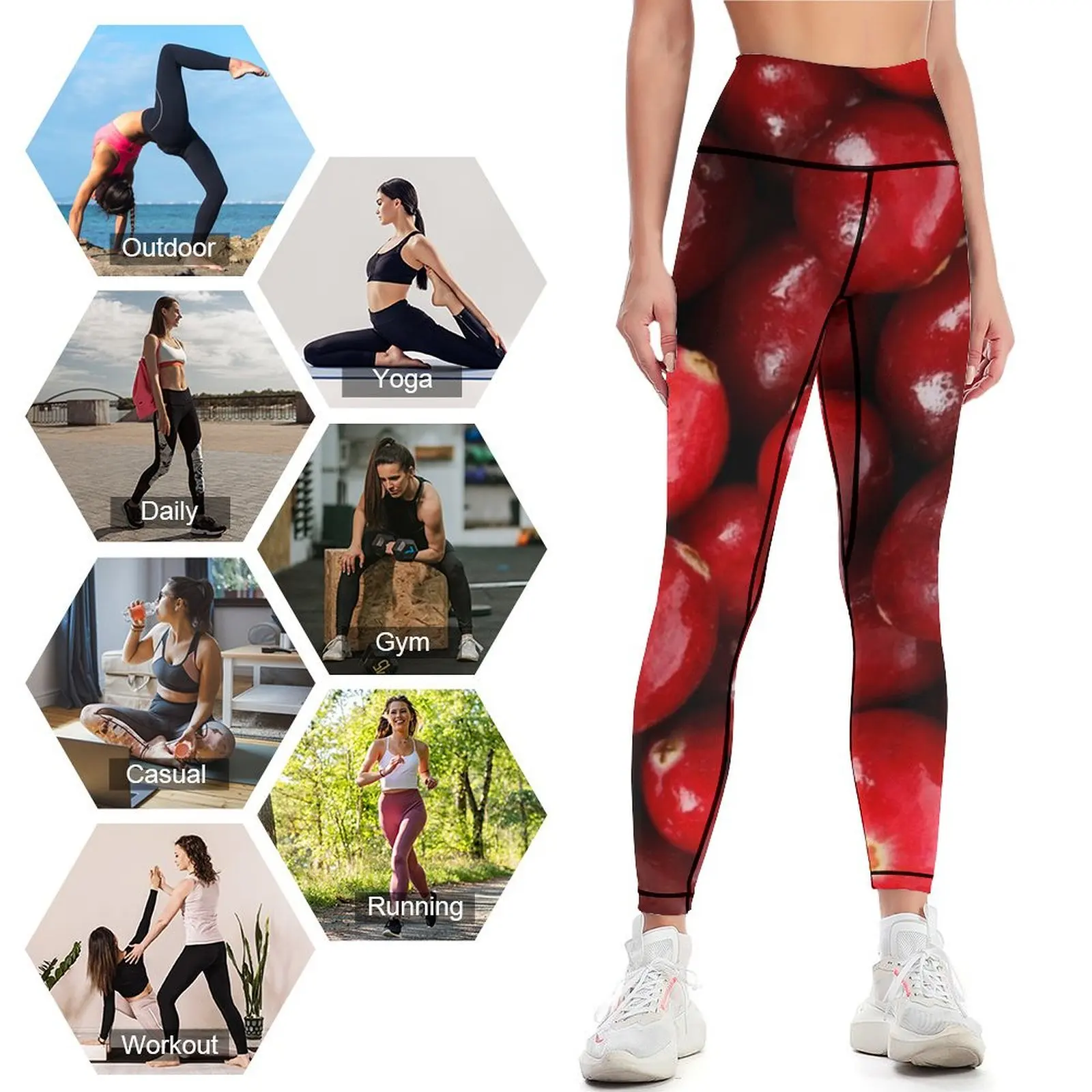 Leggings con estampado de arándanos legging pantalones push up Leggings para mujer