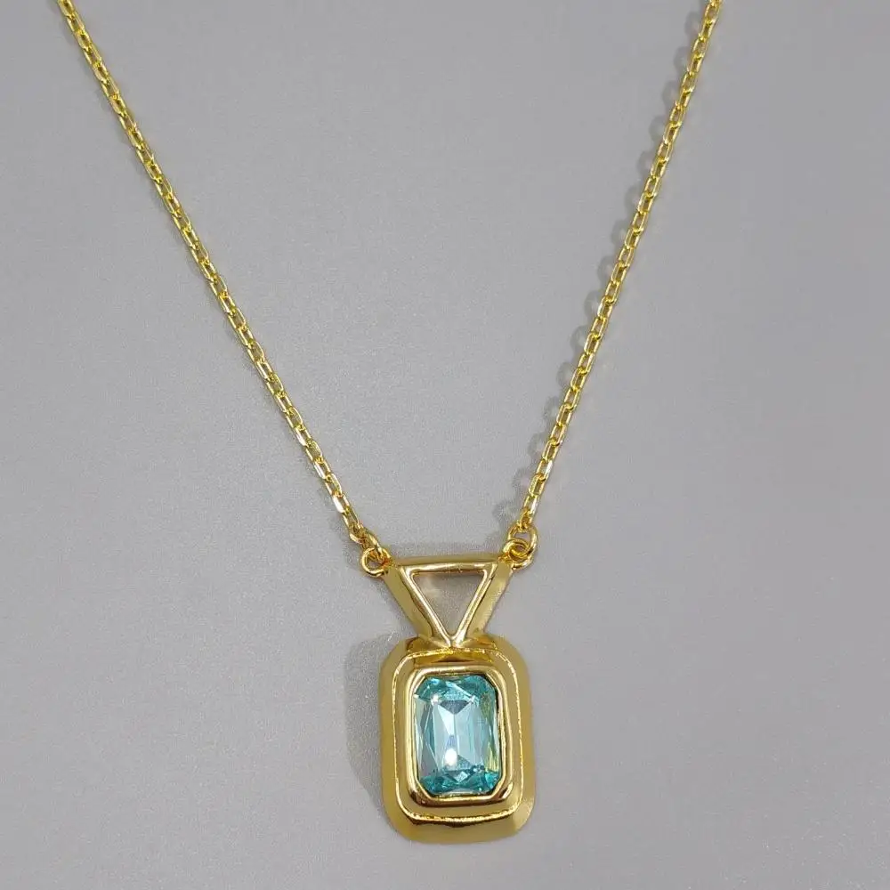 Layered necklaces, butterfly star pendant and rectangular light blue crystal pendant, trendy fashion women's accessories 4