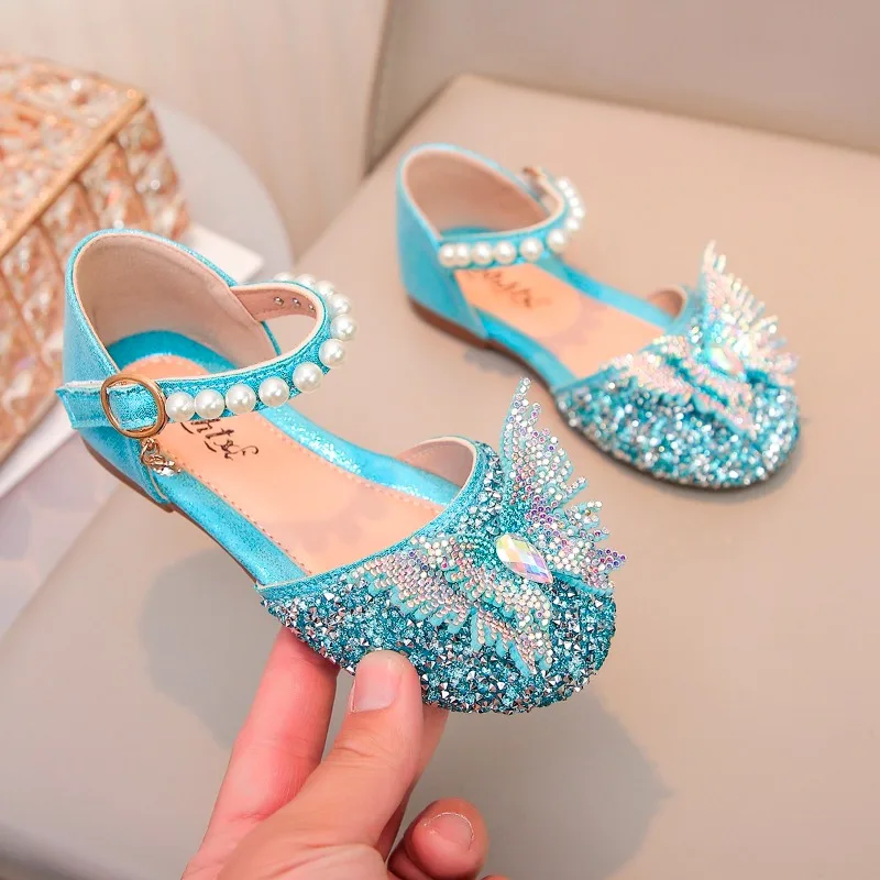 2026 New Children's Princess Open-Toe Leather Shoes Girls' Princess Style Beach Sandals Kids Girls Non-Slip Party Performance