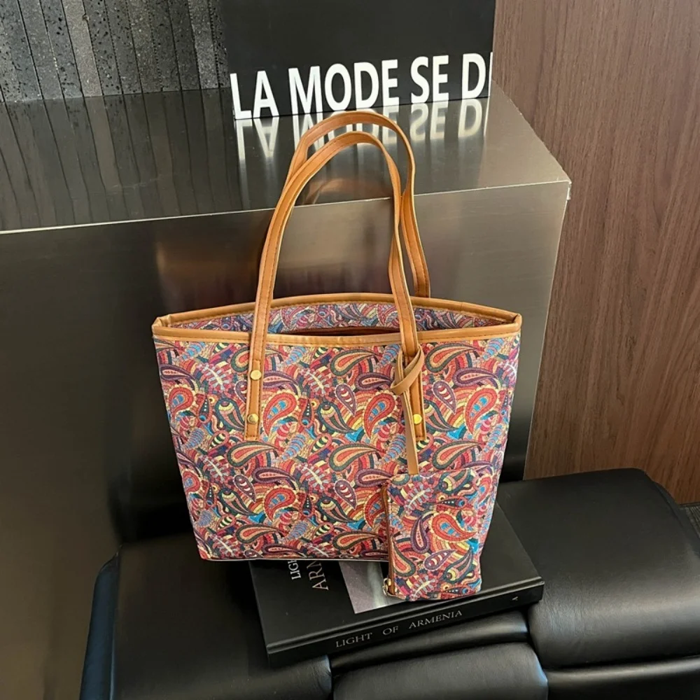 2-teiliges Damen-Set: Große Kapazität Tragetasche und Geldbörse im Koreanischen Stil, Vielseitige Unterarm-Handtaschen für Arbeit und Tägliches Pendeln – Detail 4