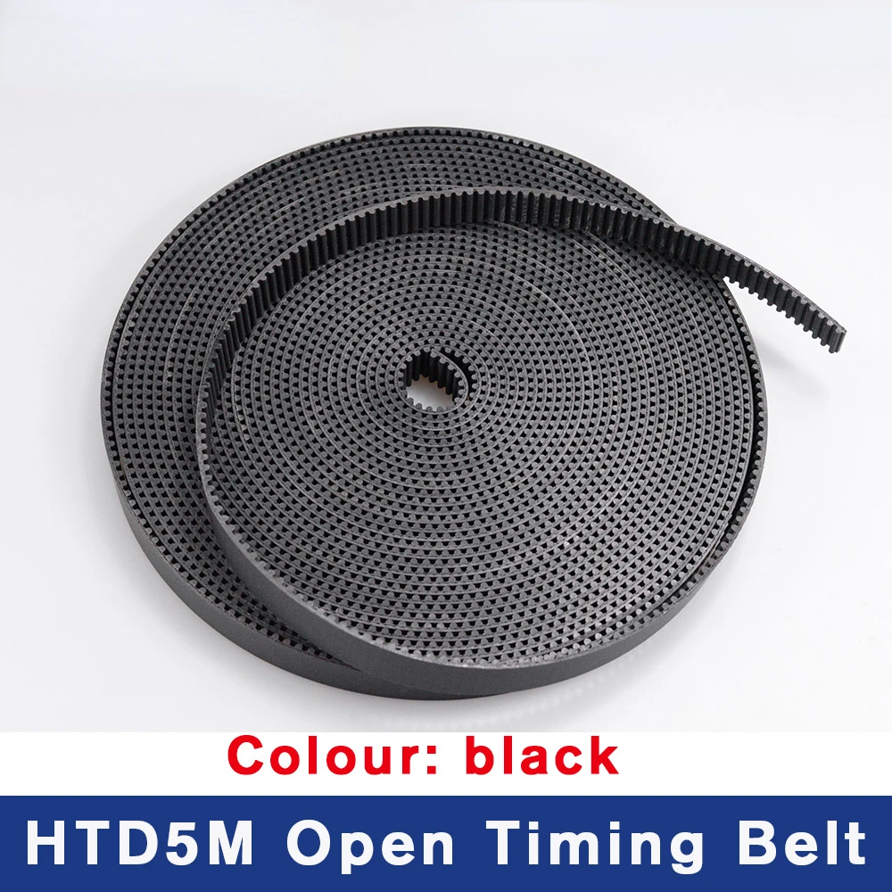 

2/5meters HTD5M Timing Belt Width 15 20 30 40mm White Black PU Polyurethane With Steel Core HTD 5M Open Synchronous Belt