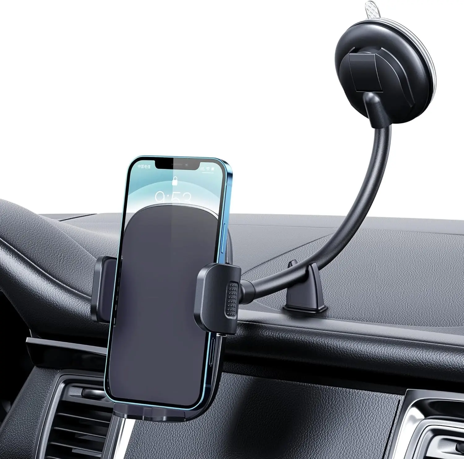 

Holder Long Arm Dashboard Windshield Car Phone Holder Anti-Shake Stabilizer Phone Compatible with Smartphone Grey