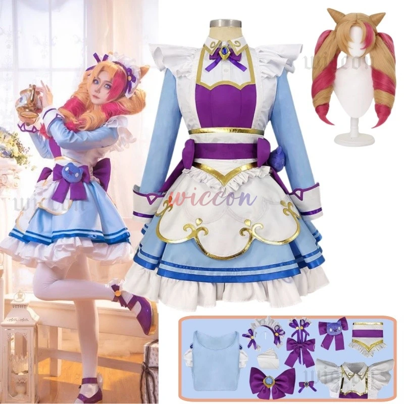 Juego LOL Gwen Cosplay disfraz muñeca peluca Cosplay Anime café Cutie dulce vestido de Lolita mucama Gwen piel @ # ^ &^*s Ropa Trajes Ropa