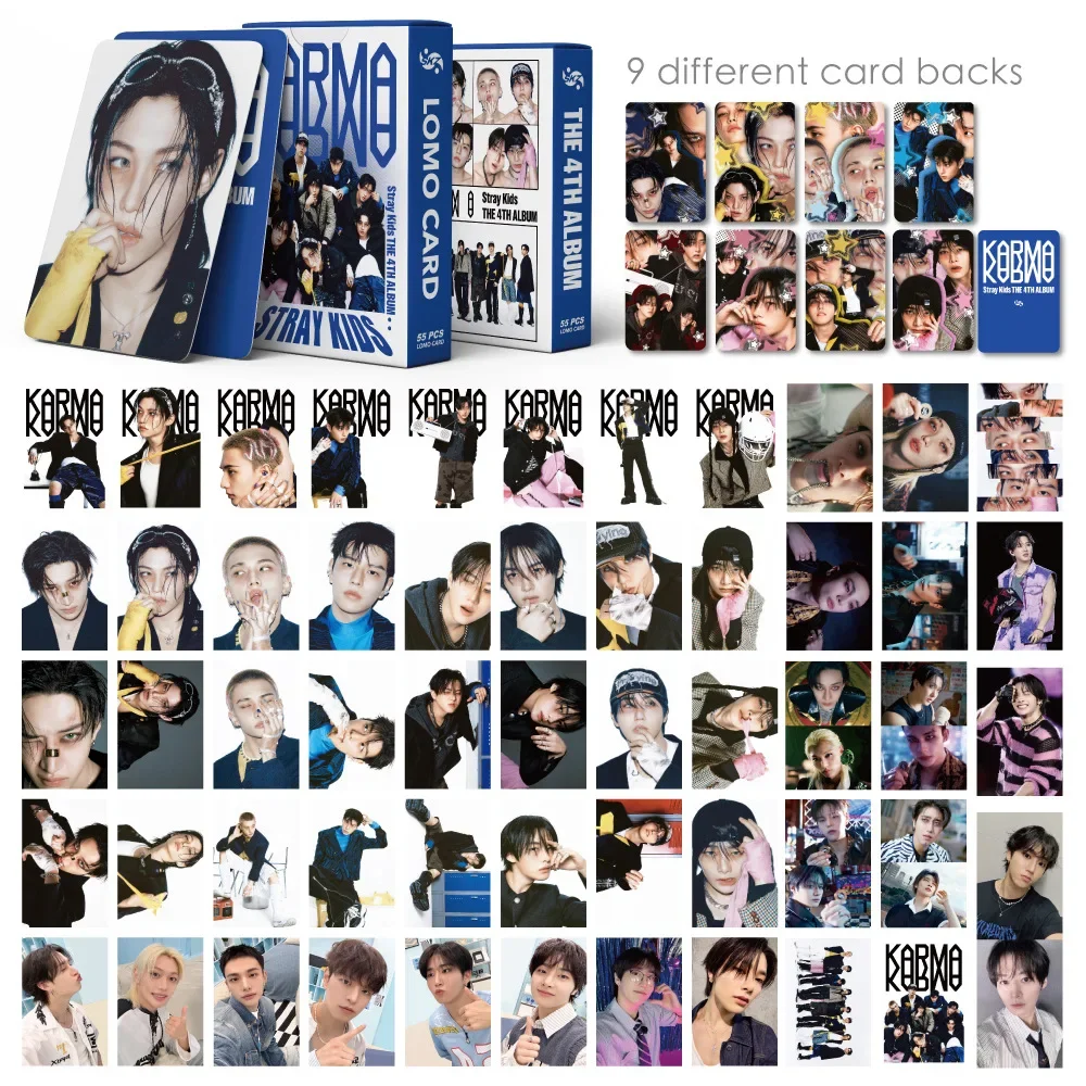 C 55 Uds Straykids nuevo álbum KARMA4th tarjeta fotográfica periférica decoración de álbum skzoo tarjeta lomo conmemorativa