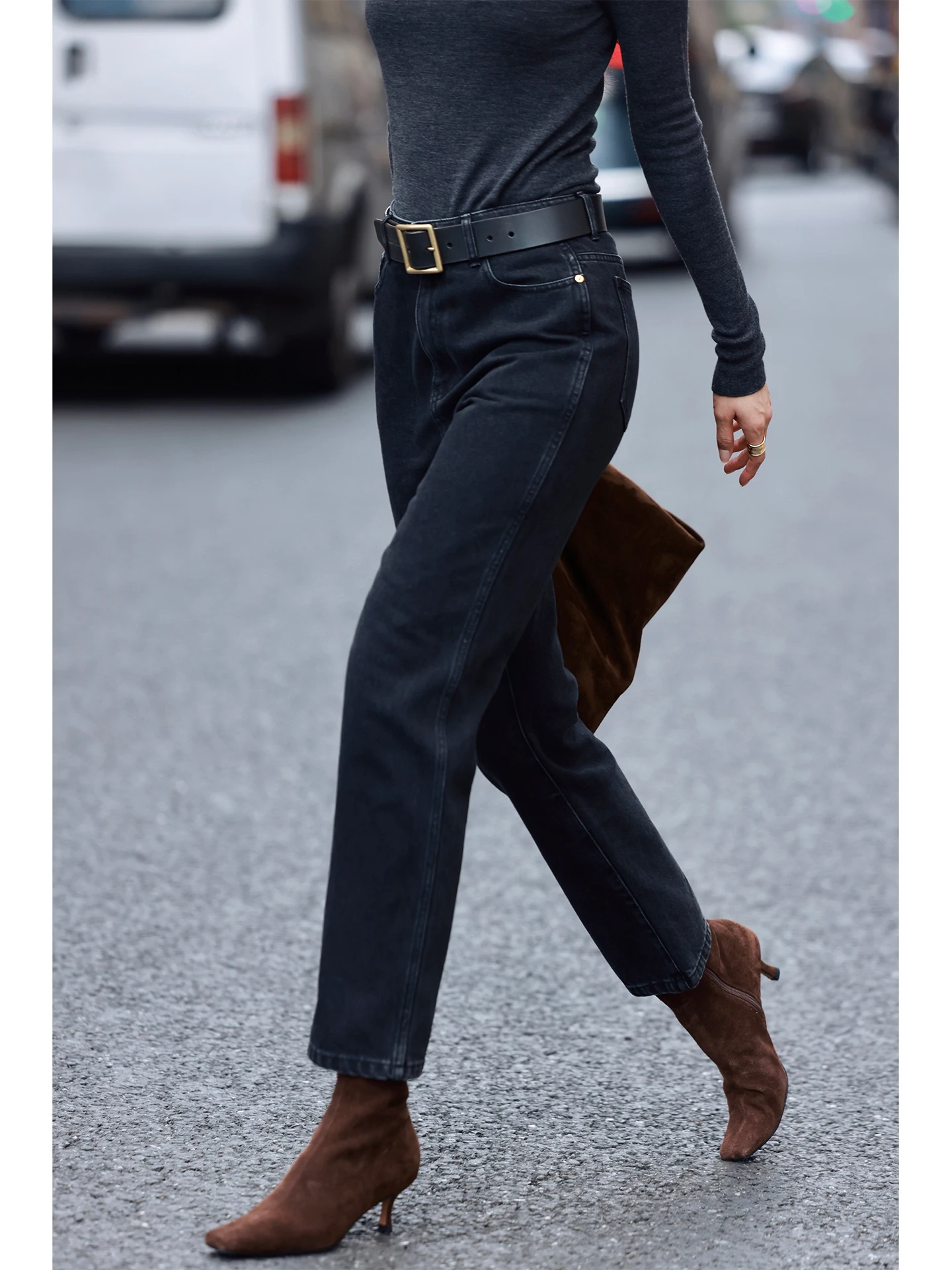 

Джинсы FANNIU осенне-зимние, угольно-черные, прямые, зауженные, из чистого хлопка, универсальные, укороченные, в стиле французских багетов, повседневные, утонченные