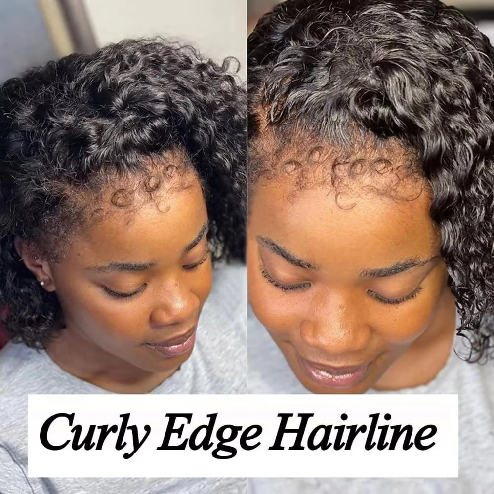 Geeta Curly Wigs Bob Wig 13x4 Kinky Curly Lace Front Human Hair Wig 100% Bob 4C Edges Frontal Wig Human Hair Short Wig for Women