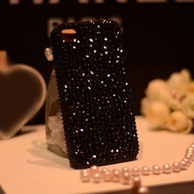 Handmade Black Rhinestone Phone Case for Samsung Galaxy S24 S23 S22 S21 Ultra Plus S20 FE A35 A34 A33 Funda Covers