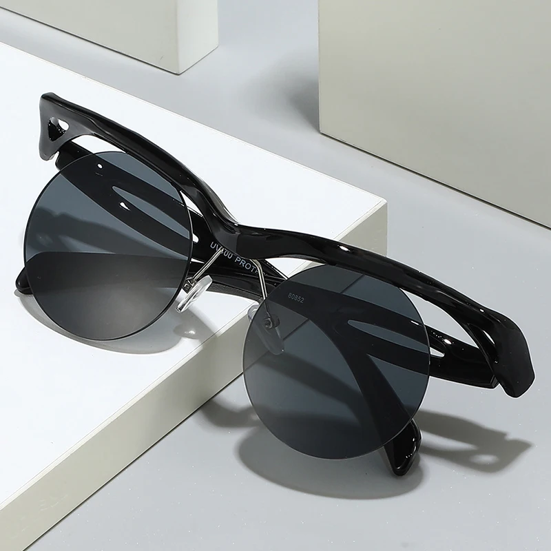 Circular Rimless Sunglasses Fashion Women Outdoor Eyewear Designer Special-shaped Men Sun Glasses Party Holiday Accessory